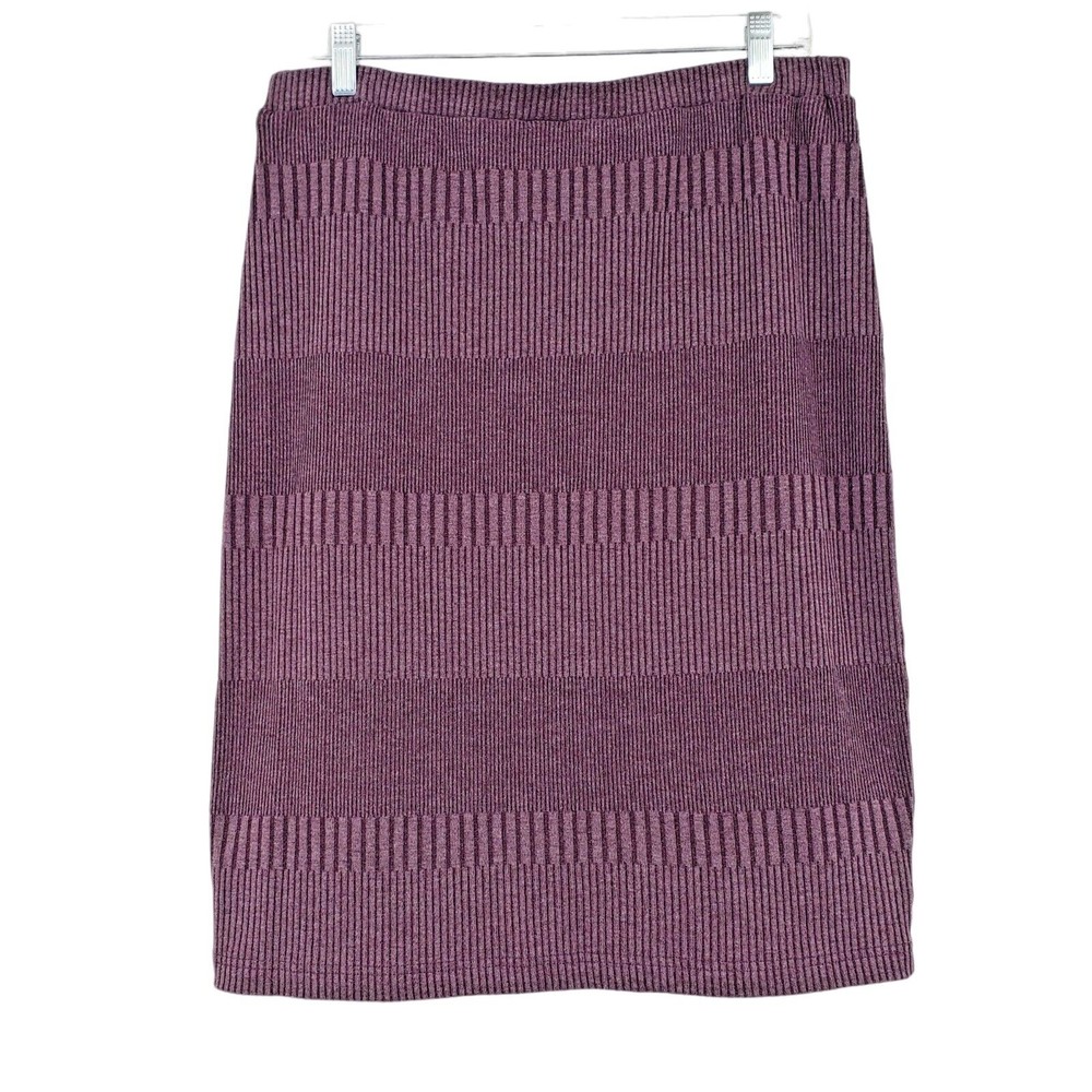 Joan Rivers Womens Textured Knit Skirt Size‎ Large Lined Stretch Waist Plum Slim